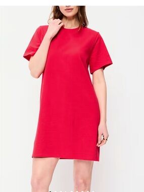 Old Navy Red Short Sleeve Mini T-Shirt Dress